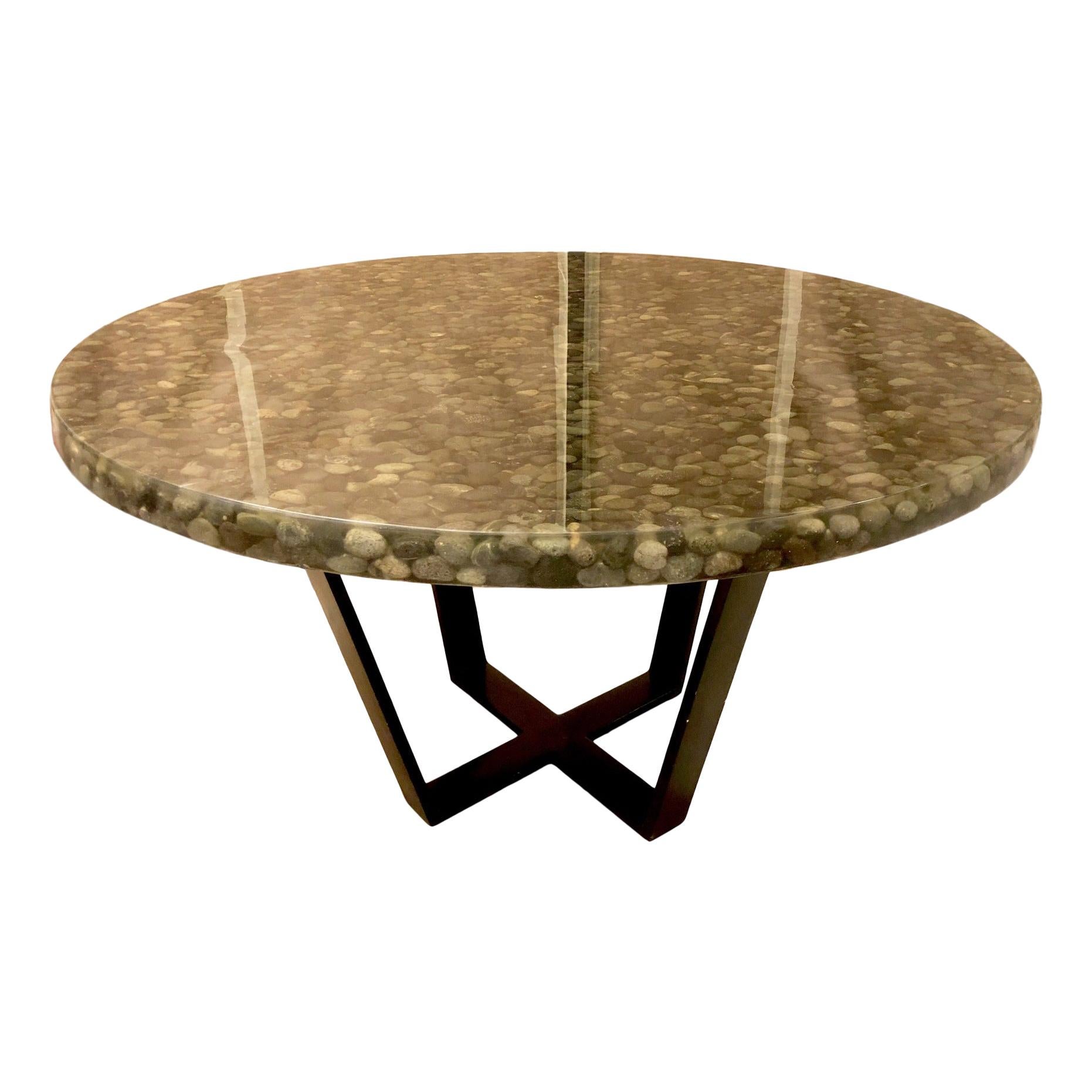 Midcentury Stone and Resin Dining Table For Sale