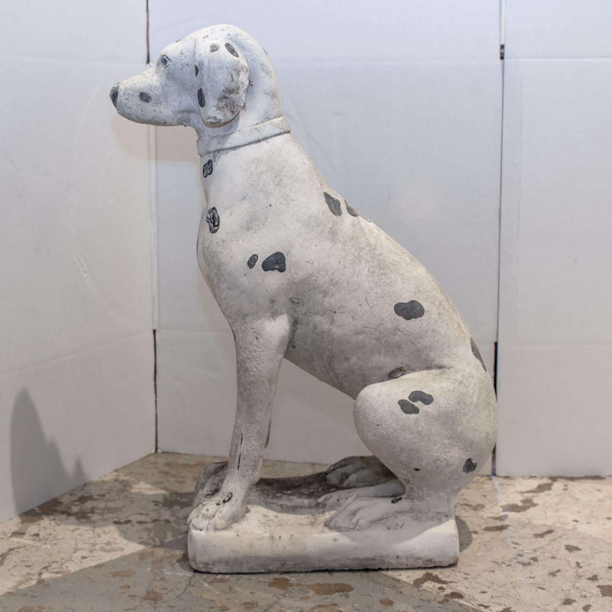 Midcentury Stone Dalmation Dog Statue 3