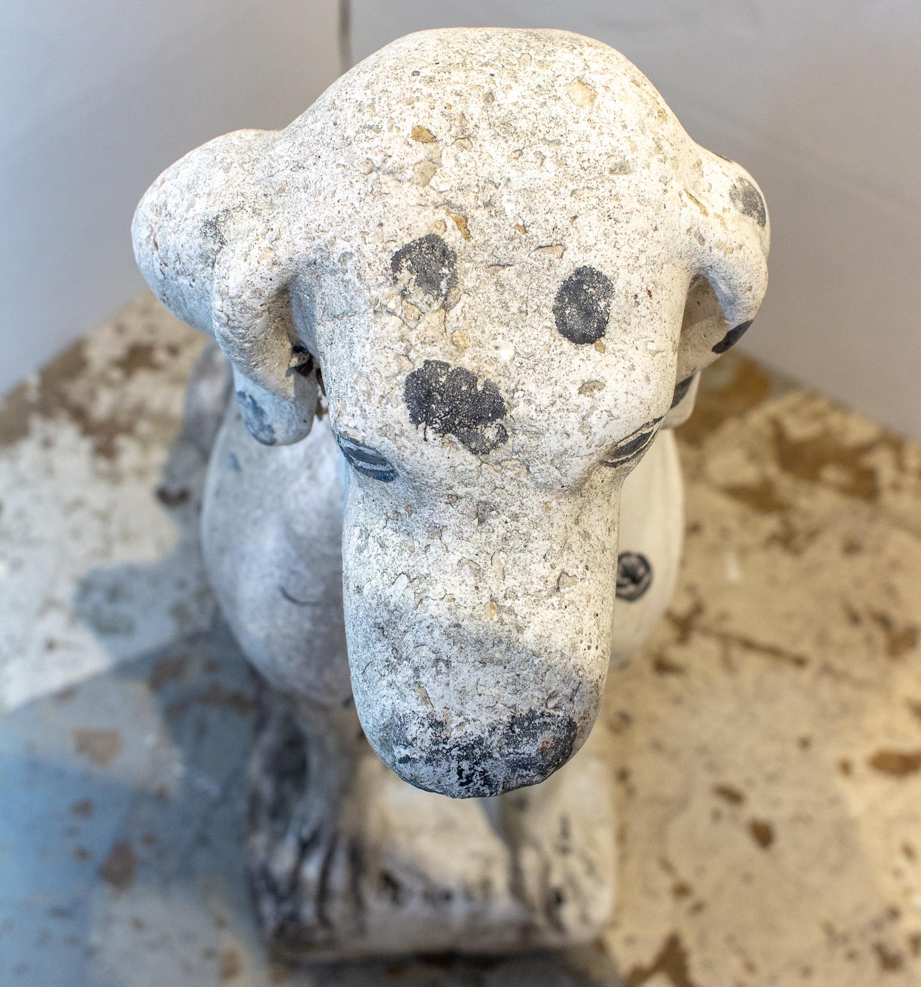 American Midcentury Stone Dalmation Dog Statue