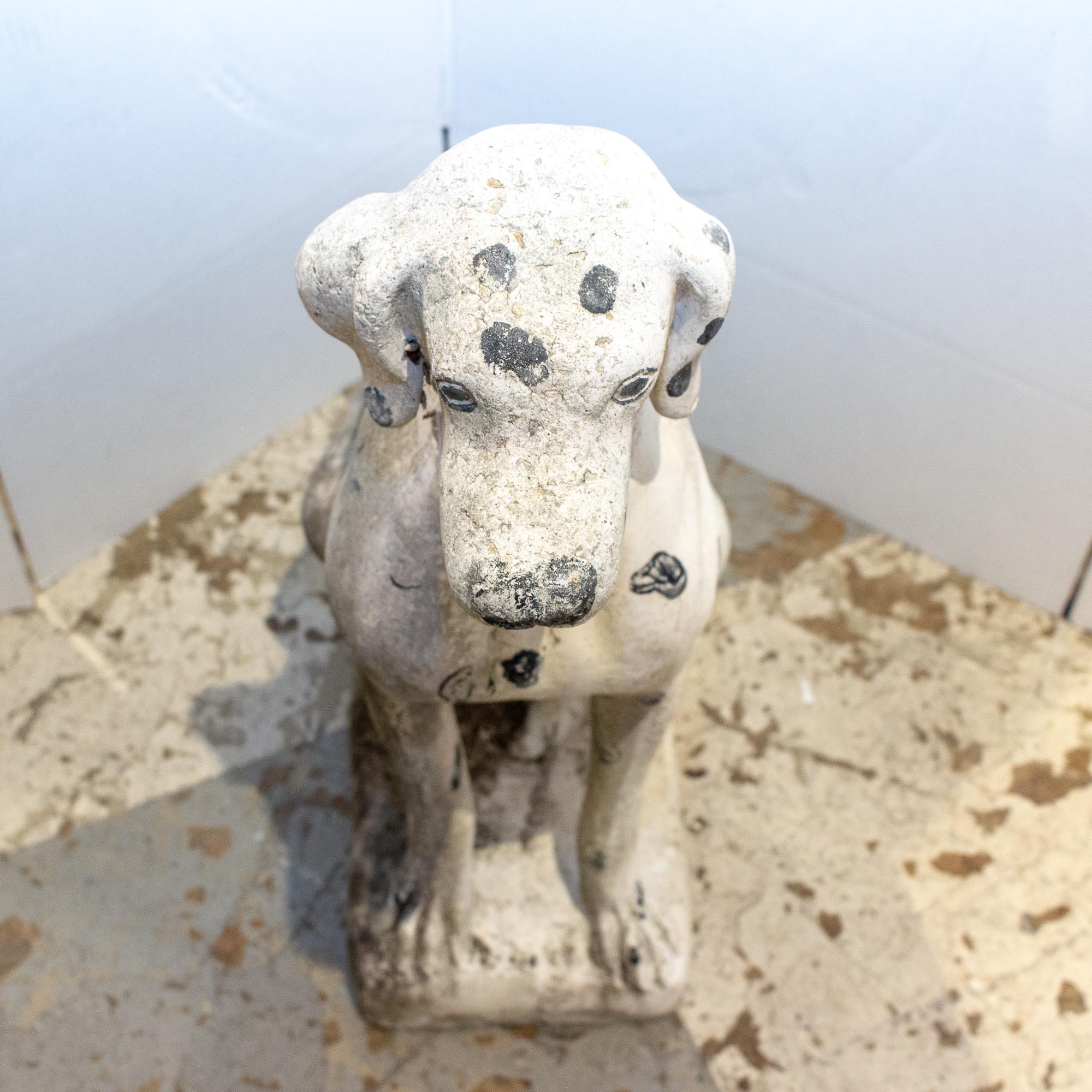 Midcentury Stone Dalmation Dog Statue In Good Condition In Houston, TX