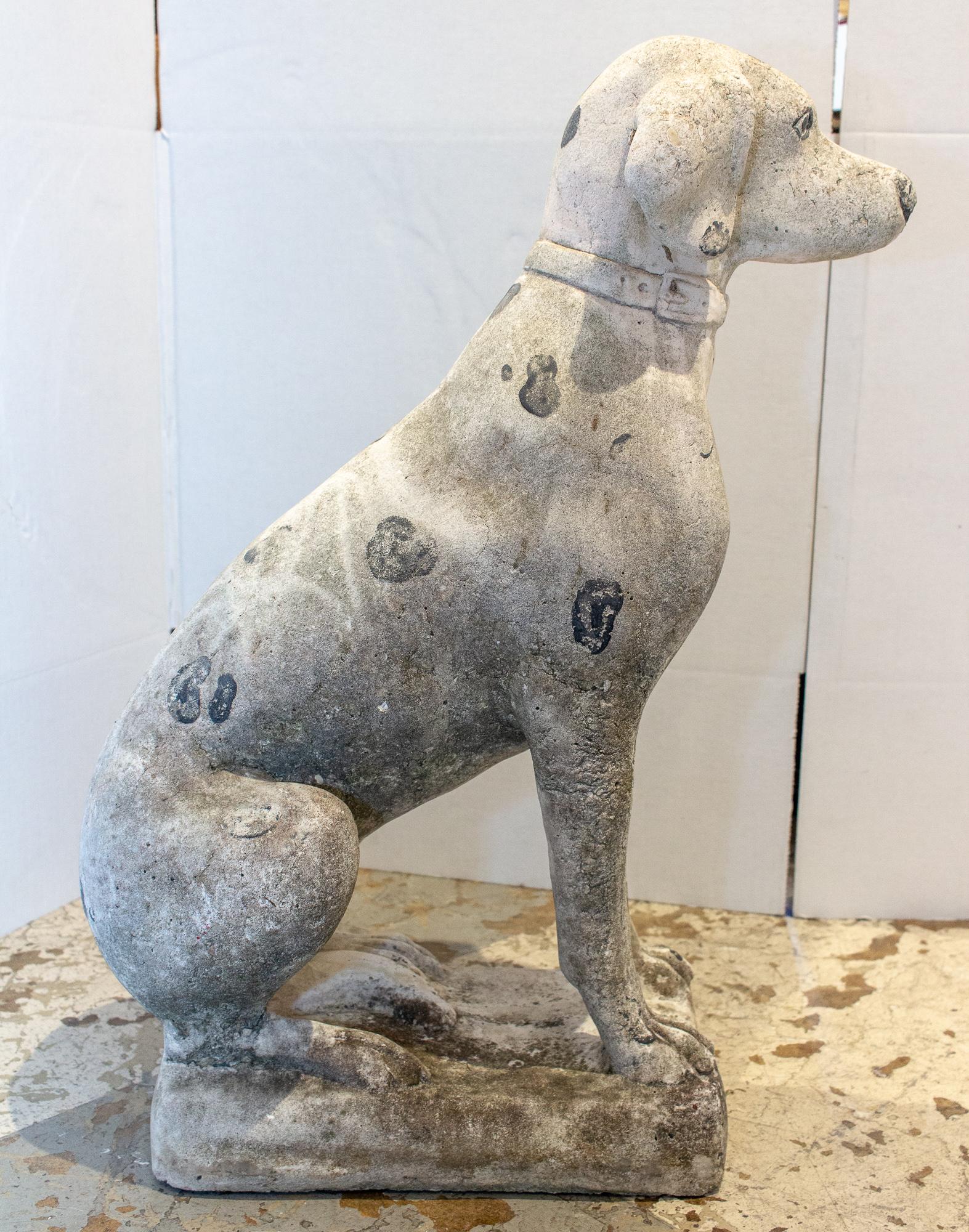 Midcentury Stone Dalmation Dog Statue 1