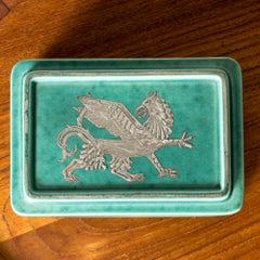 Midcentury Stoneware “Argenta” Box by Wilhelm Kåge, Gustavsberg, Sweden, 1940s