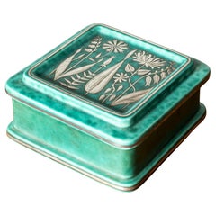 Midcentury Stoneware “Argenta” Box by Wilhelm Kåge, Gustavsberg, Sweden, 1940s