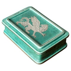 Midcentury Stoneware “Argenta” Box by Wilhelm Kåge, Gustavsberg, Sweden, 1940s