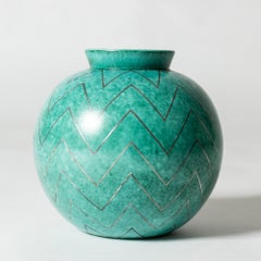 Midcentury Stoneware “Argenta” Vase by Wilhelm Kåge, Gustavsberg, Sweden, 1938