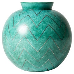 Midcentury Stoneware “Argenta” Vase by Wilhelm Kåge, Gustavsberg, Sweden, 1930s