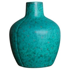 Midcentury Stoneware “Argenta” Vase by Wilhelm Kåge, Gustavsberg, Sweden, 1930s