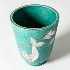 Argenta-Vase aus Steinzeug der Jahrhundertmitte von Wilhelm Kåge, Gustavsberg, Schweden, 1940er Jahre