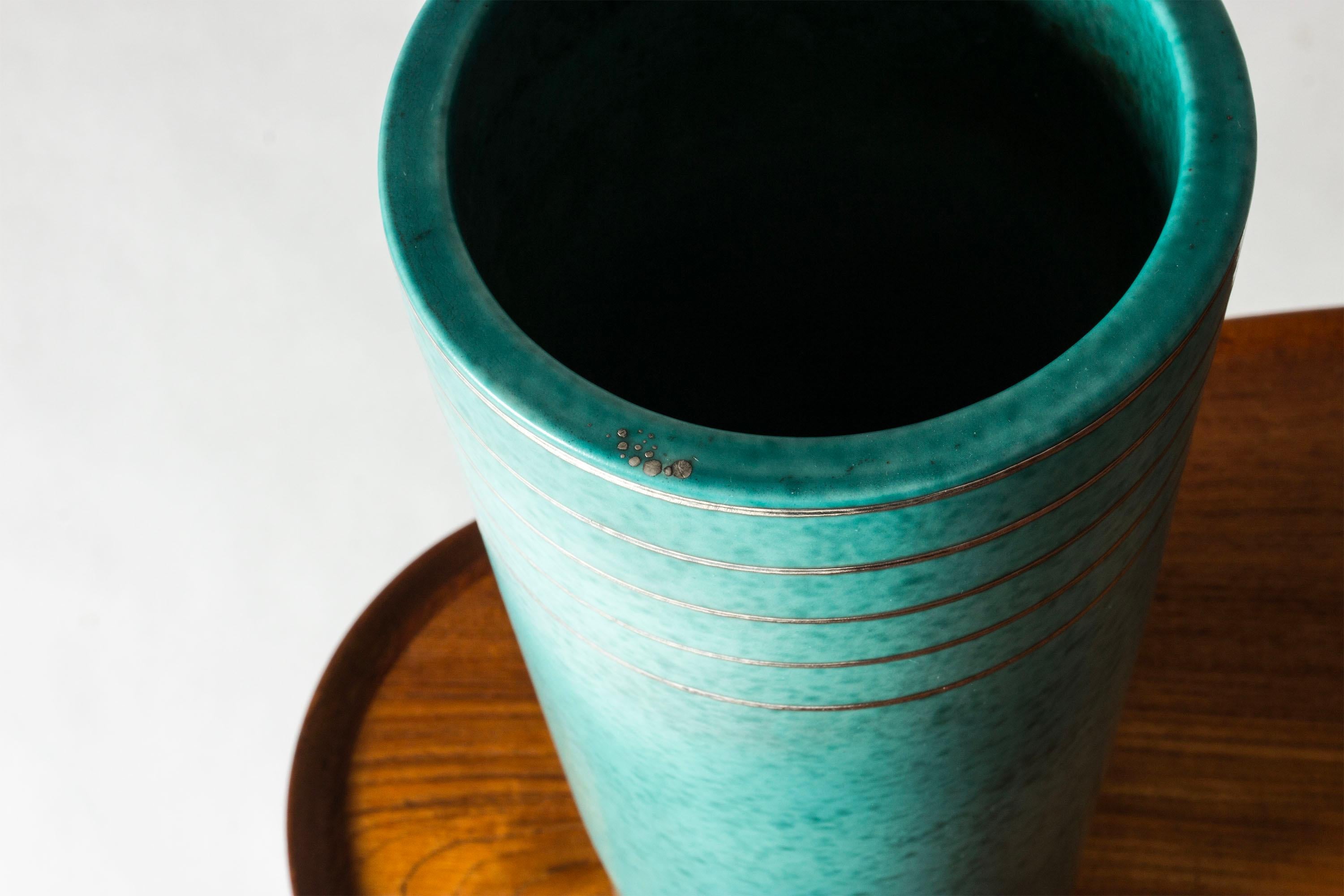 Argenta-Vase aus Steinzeug der Jahrhundertmitte von Wilhelm Kåge, Gustavsberg, Schweden, 1940er Jahre im Zustand „Gut“ im Angebot in Stockholm, SE