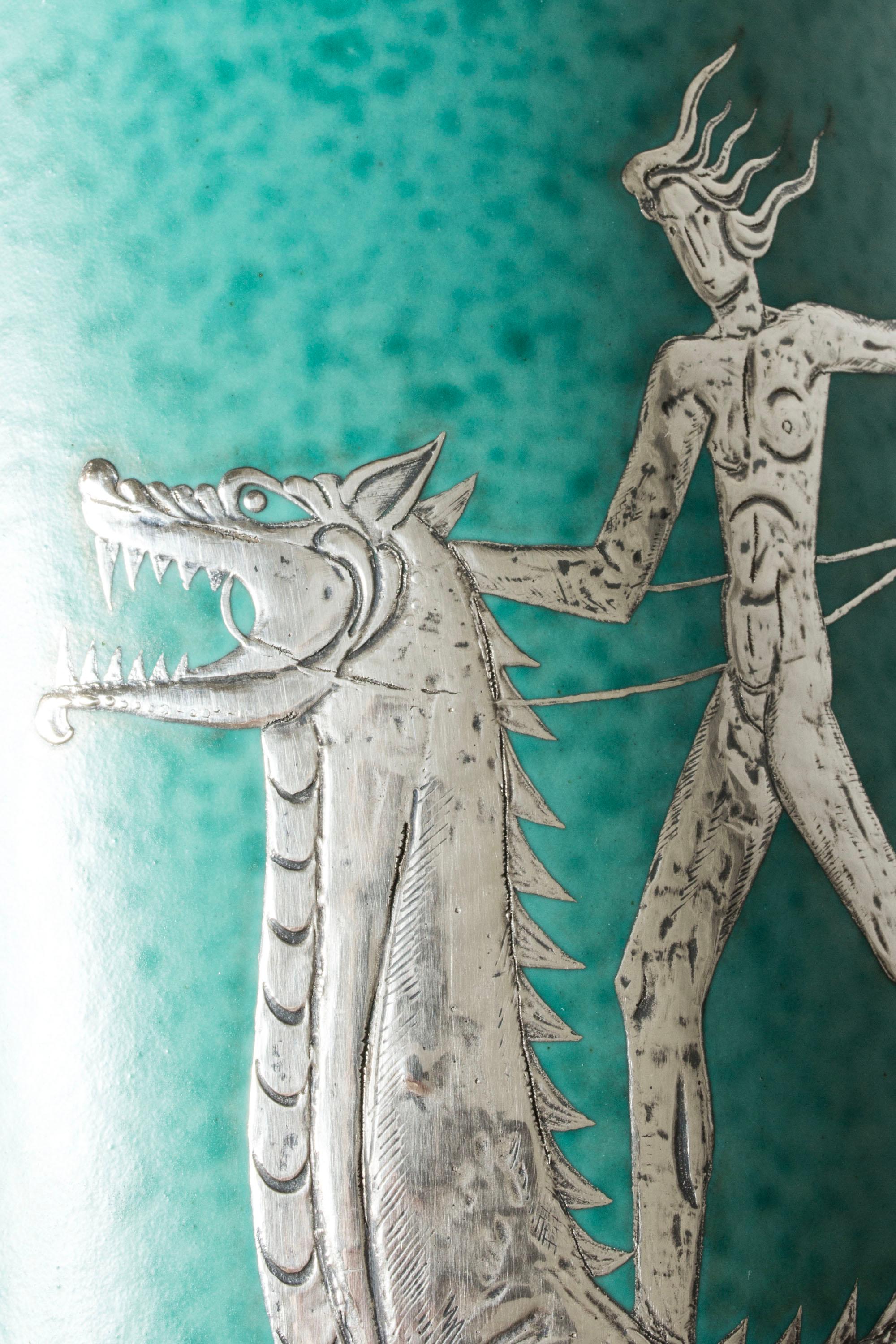 Argenta-Vase aus Steinzeug der Jahrhundertmitte von Wilhelm Kåge, Gustavsberg, Schweden, 1940er Jahre (Steingut) im Angebot