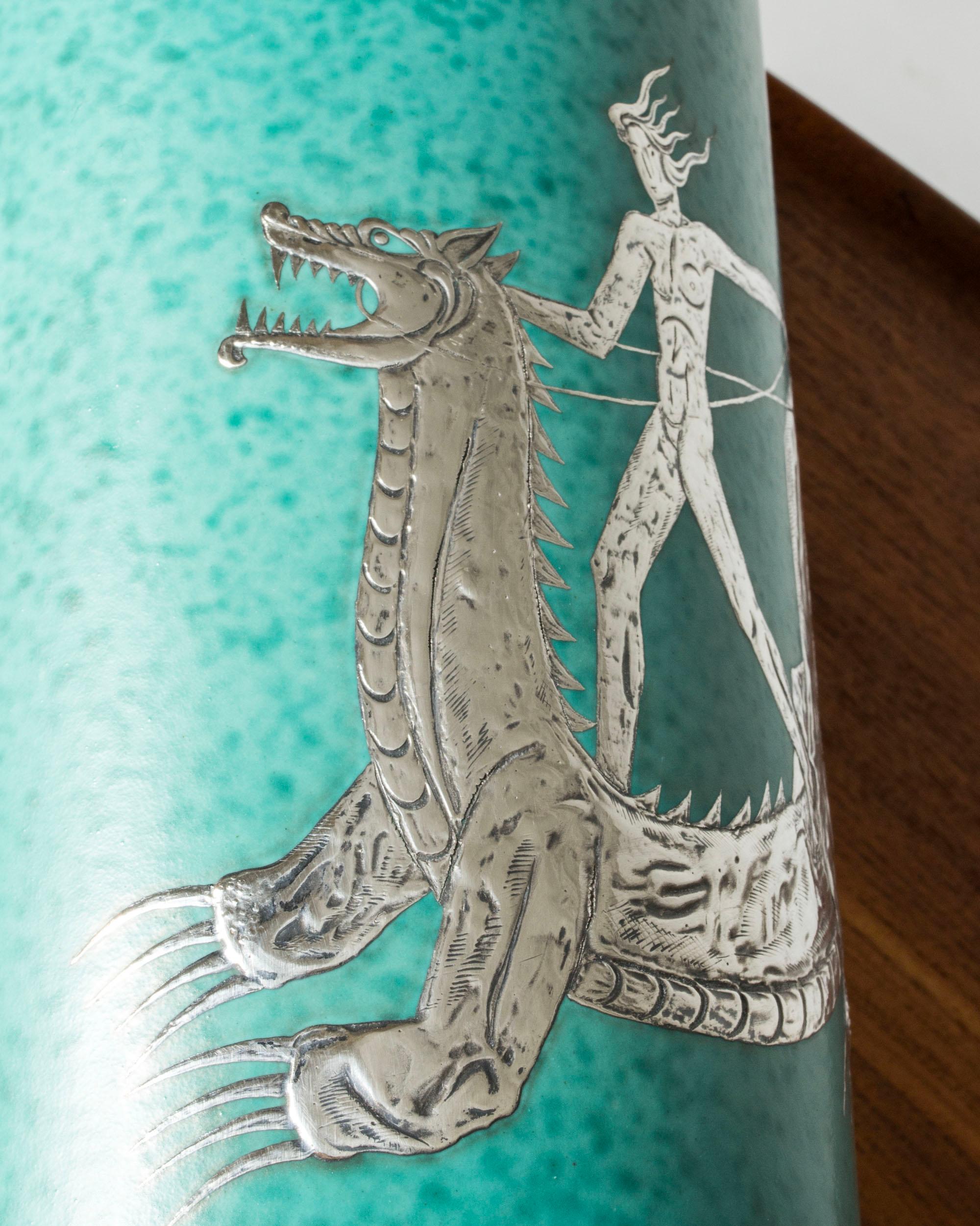 Argenta-Vase aus Steinzeug der Jahrhundertmitte von Wilhelm Kåge, Gustavsberg, Schweden, 1940er Jahre im Angebot 1
