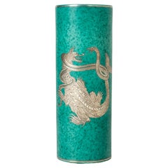 Midcentury Stoneware “Argenta” Vase by Wilhelm Kåge, Gustavsberg, Sweden, 1940s