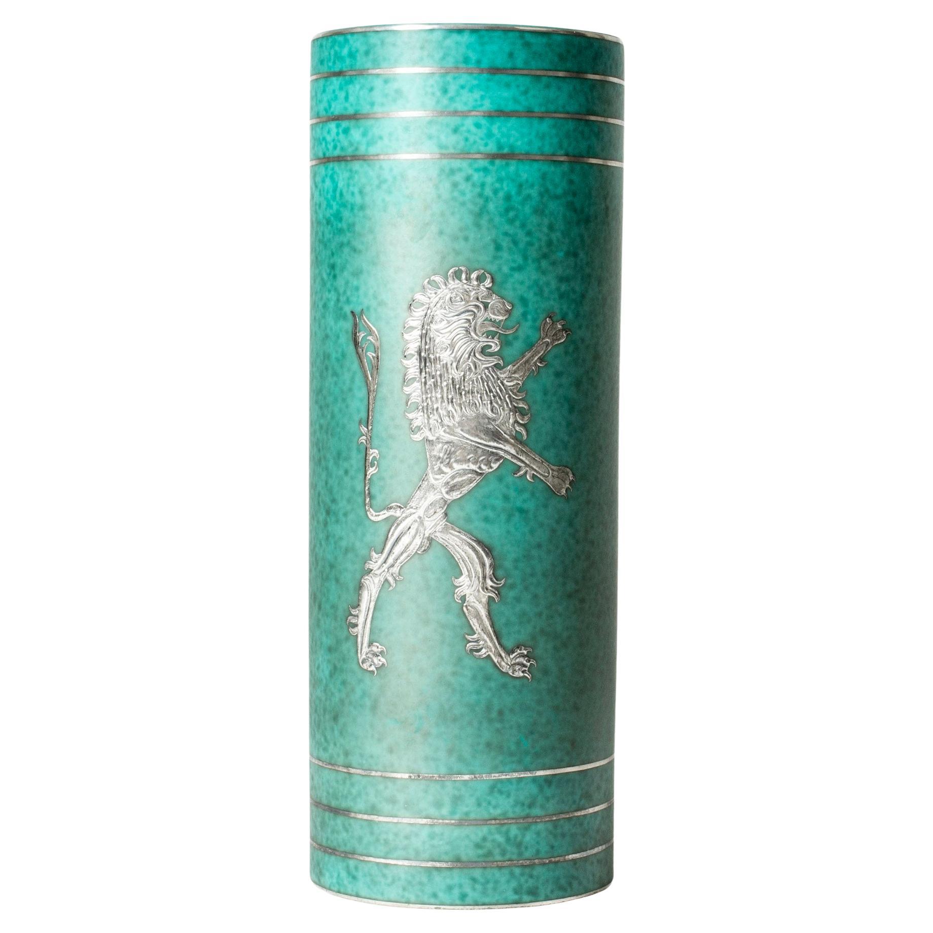 Vase Argenta en grès du milieu du siècle par Wilhelm Kåge, Gustavsberg, Suède, années 1940