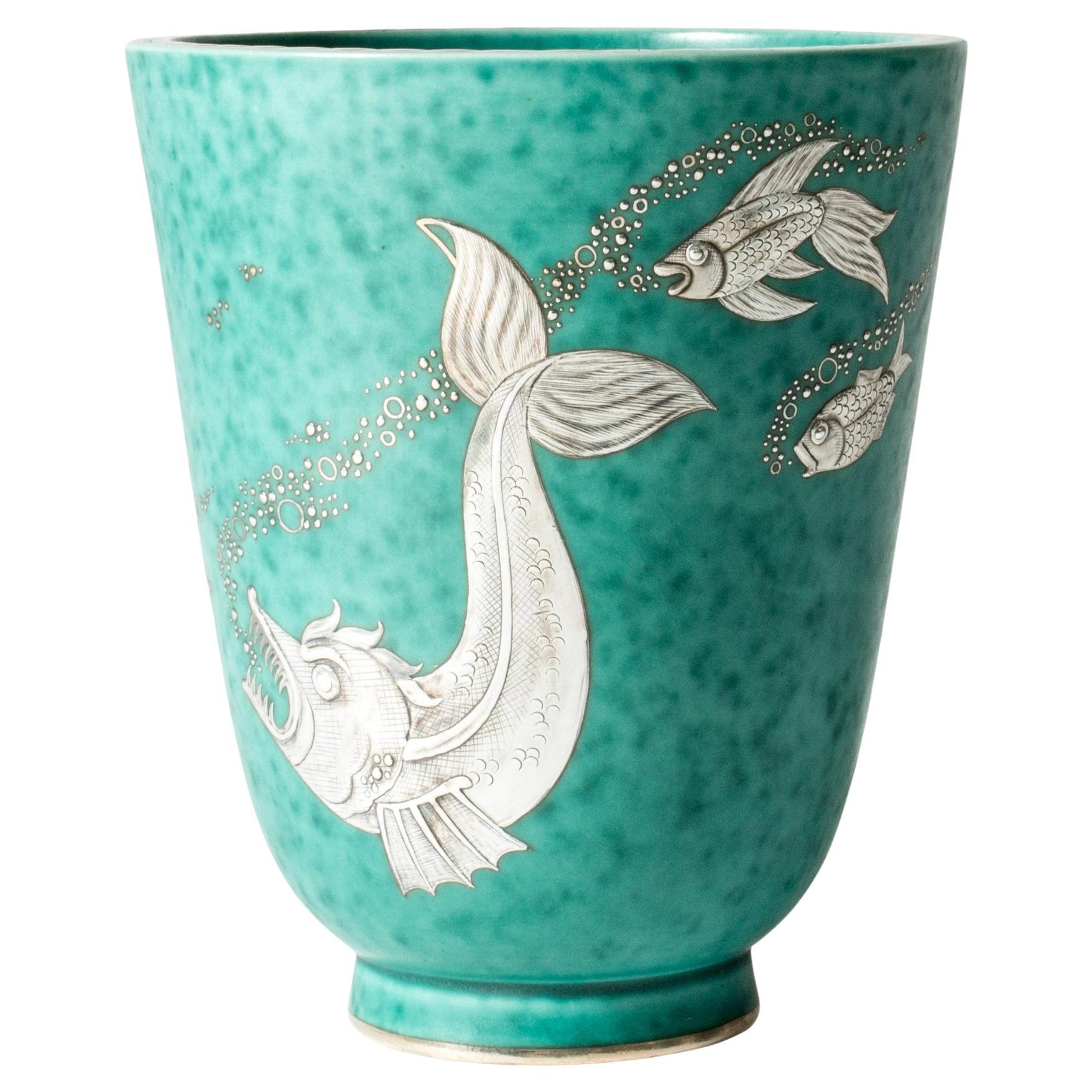 Argenta-Vase aus Steinzeug der Jahrhundertmitte von Wilhelm Kåge, Gustavsberg, Schweden, 1940er Jahre
