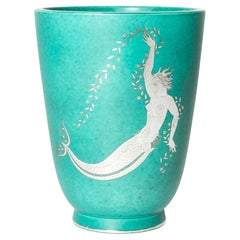 Argenta-Vase aus Steinzeug der Jahrhundertmitte von Wilhelm Kåge, Gustavsberg, Schweden, 1940er Jahre