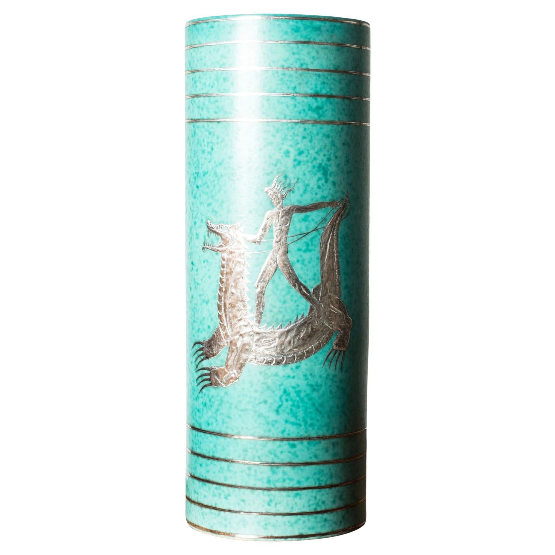 Argenta-Vase aus Steinzeug der Jahrhundertmitte von Wilhelm Kåge, Gustavsberg, Schweden, 1940er Jahre im Angebot