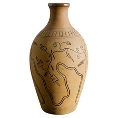 Midcentury Stoneware Floor Vase by Sven Bolin Produced by Höganäs Sweden 1940s 