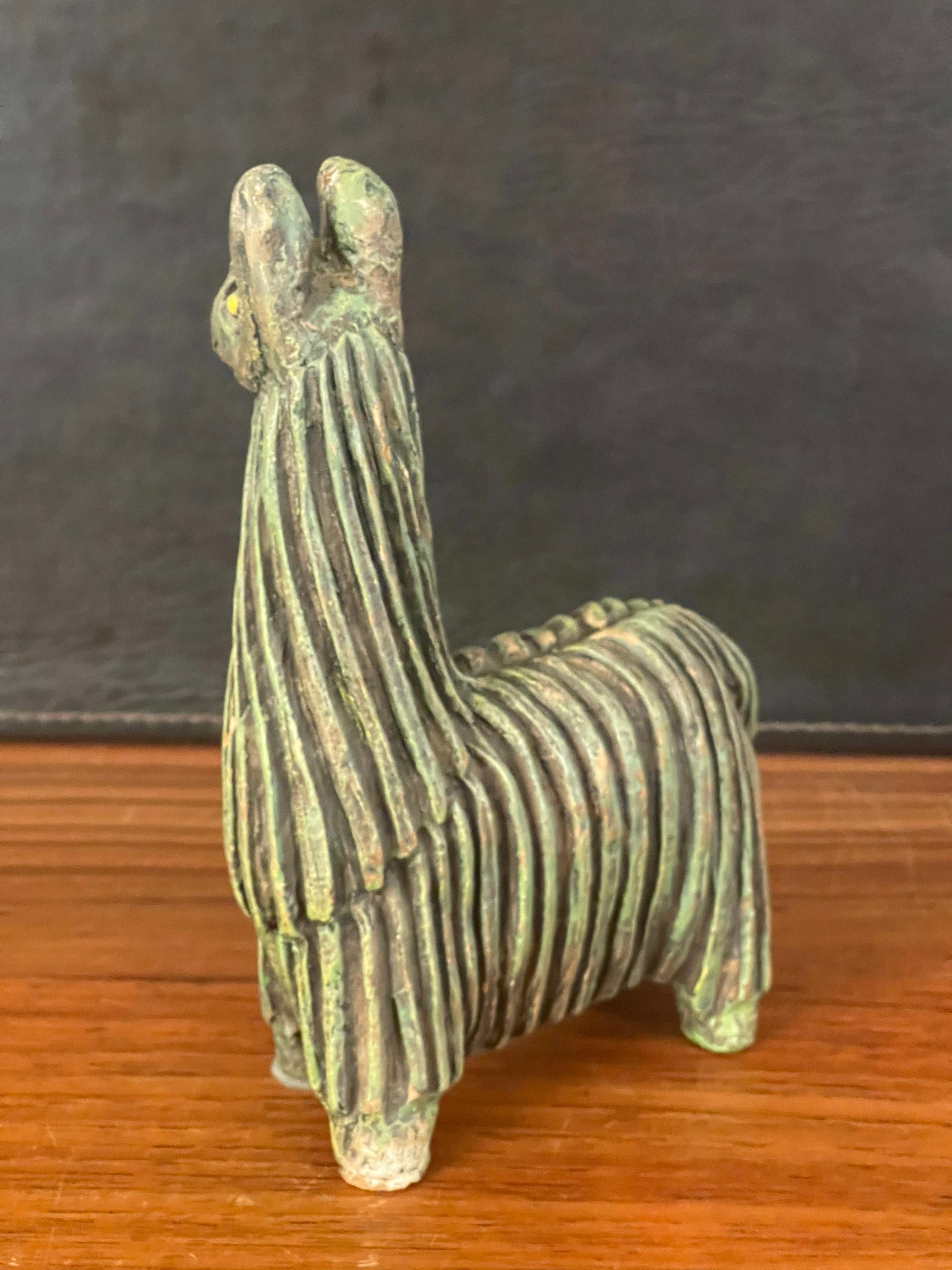 Hand-Crafted Midcentury Stoneware Llama by Fabbri Art Company For Sale