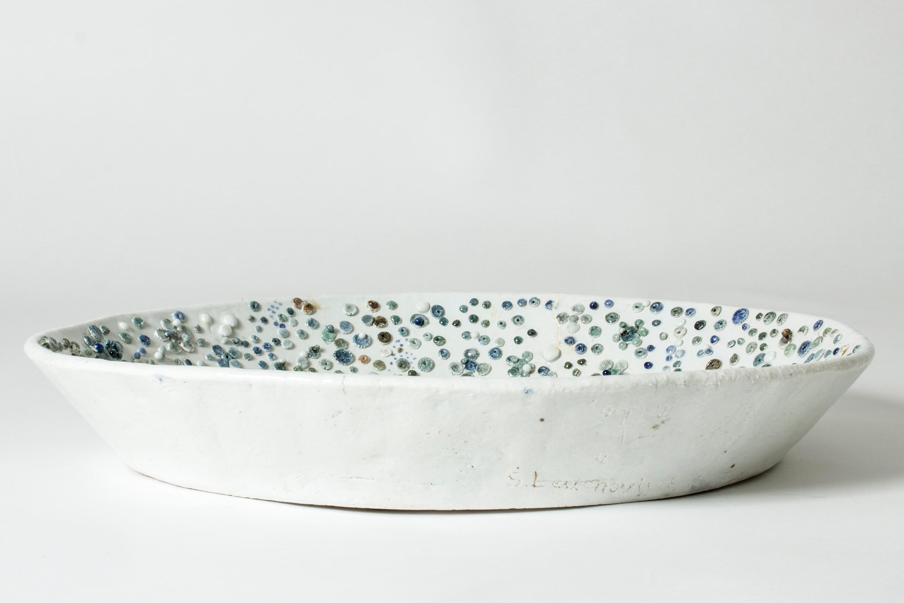 Scandinavian Modern Midcentury Stoneware Platter by Sylvia Leuchovius, Rörstrand, Sweden, 1960s