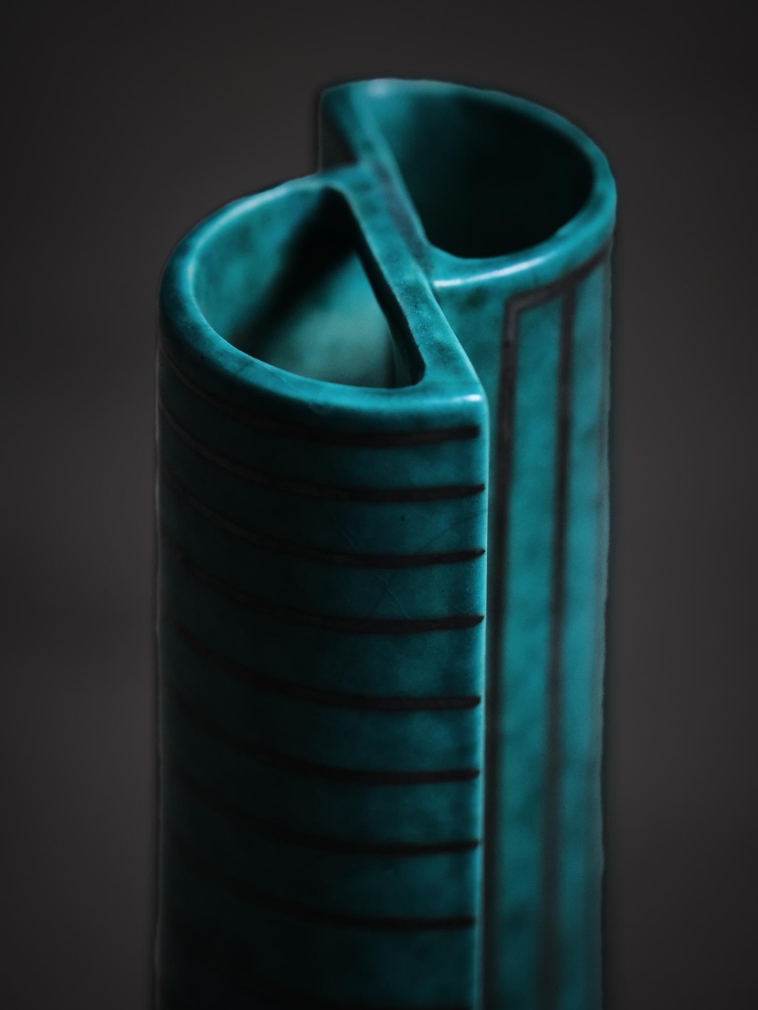 20ième siècle Vase en grès du milieu du siècle 'Argenta' par Wilhelm Kåge, Gustavsberg, Suède, années 1940 en vente