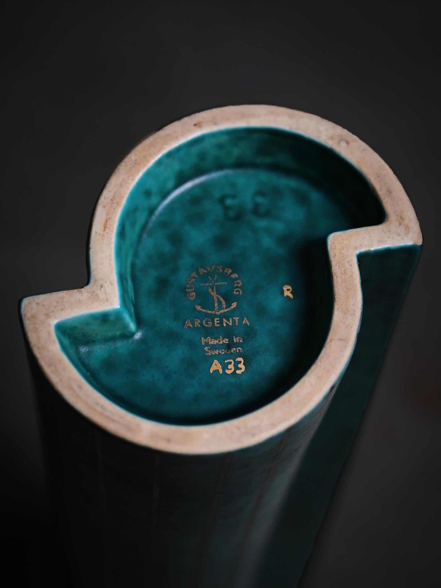 Grès Vase en grès du milieu du siècle 'Argenta' par Wilhelm Kåge, Gustavsberg, Suède, années 1940 en vente