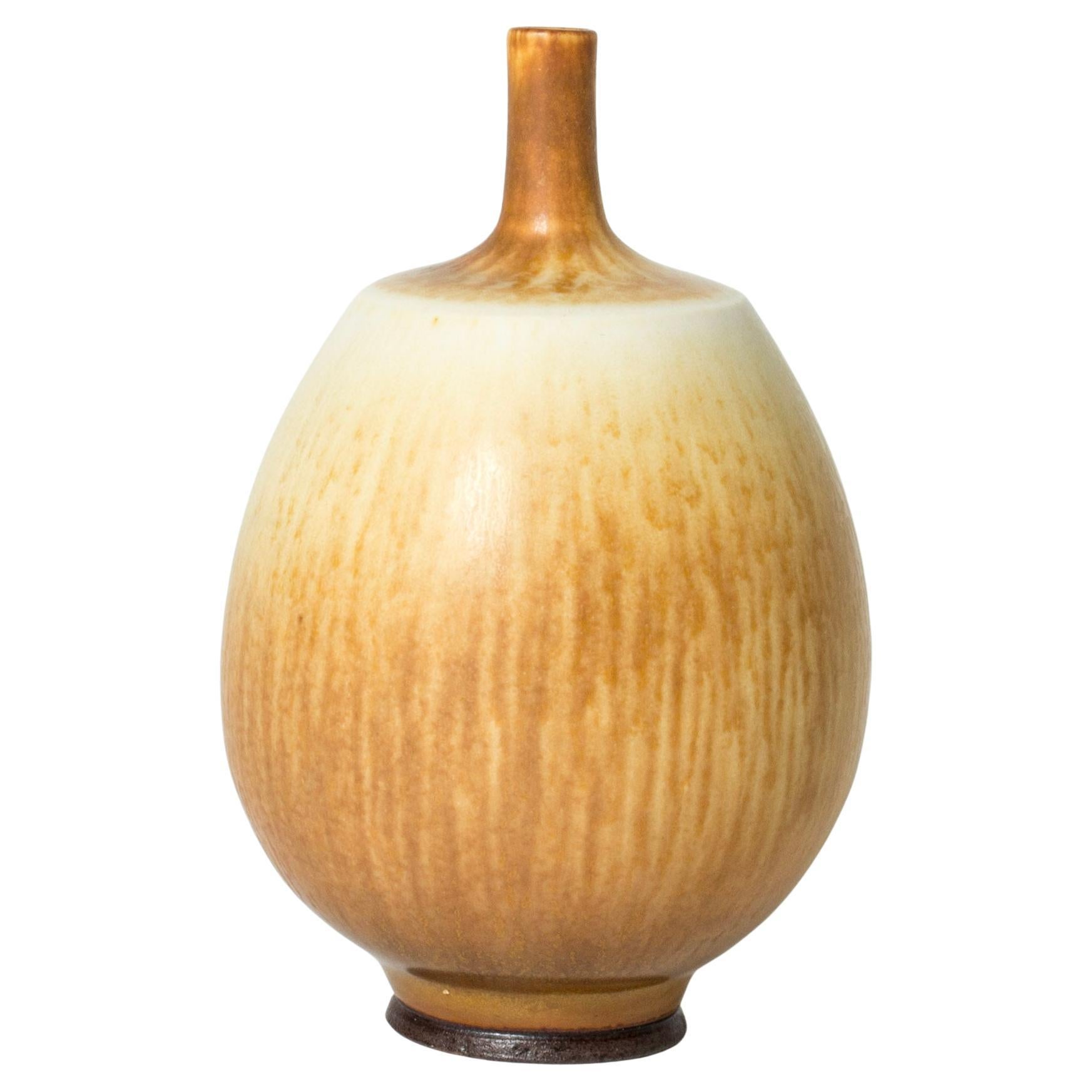 Midcentury Stoneware Vase by Berndt Friberg, Gustavsberg, Sweden, 1970s For Sale