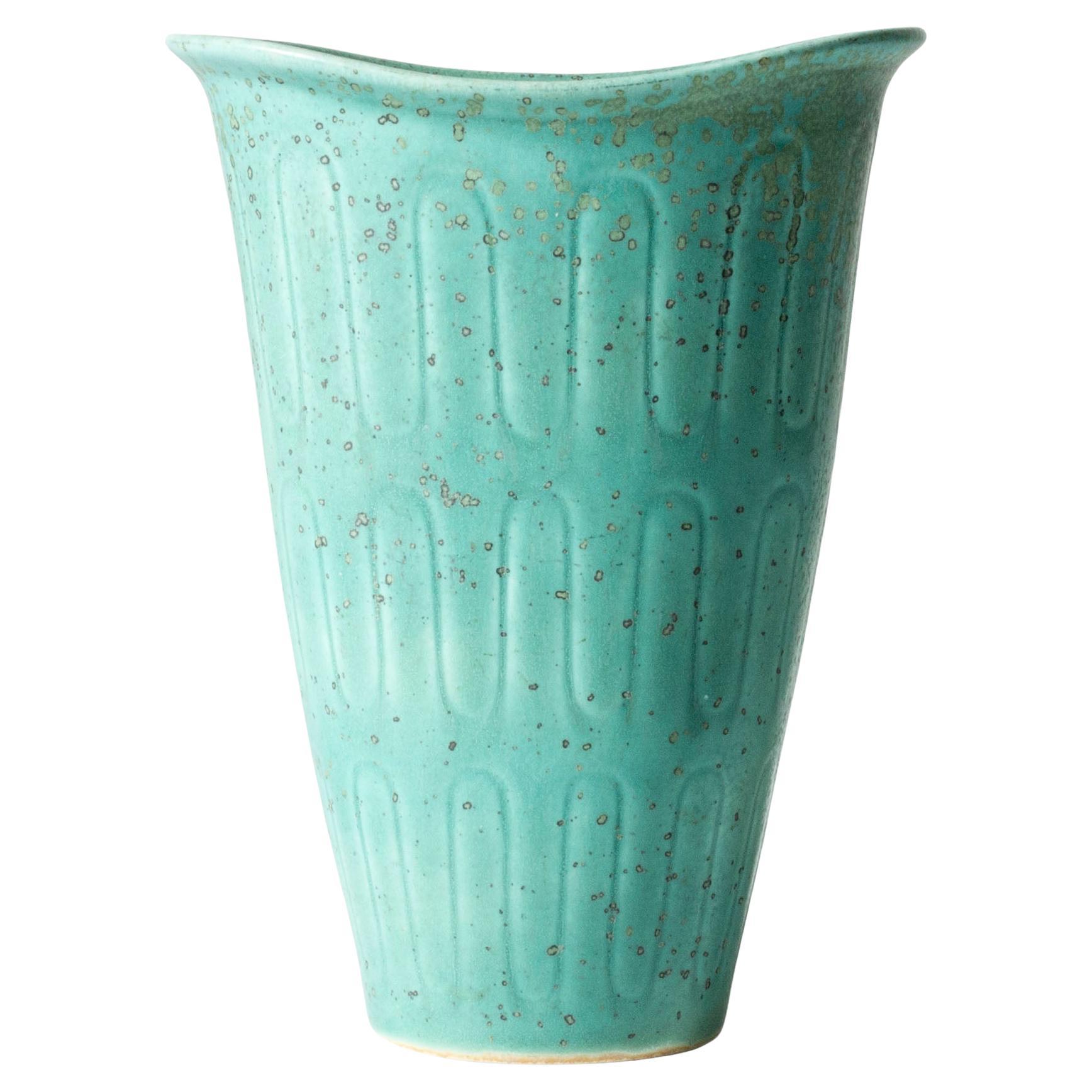 Vaso in gres di metà secolo di Gunnar Nylund per Rörstrand, Svezia, anni '40