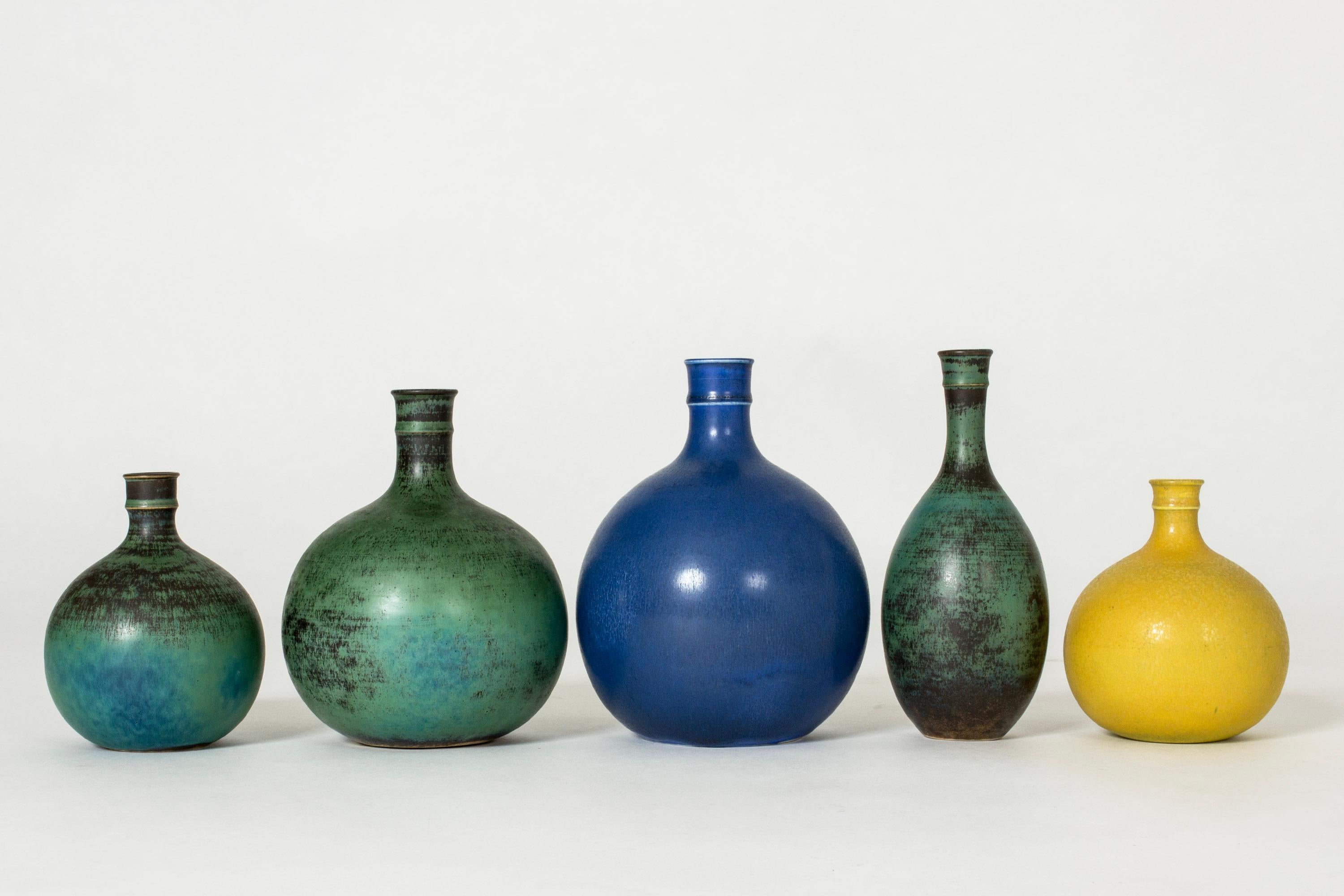 Scandinavian Modern Midcentury Stoneware Vases by Stig Lindberg, Gustavsberg, Sweden, 1960s For Sale