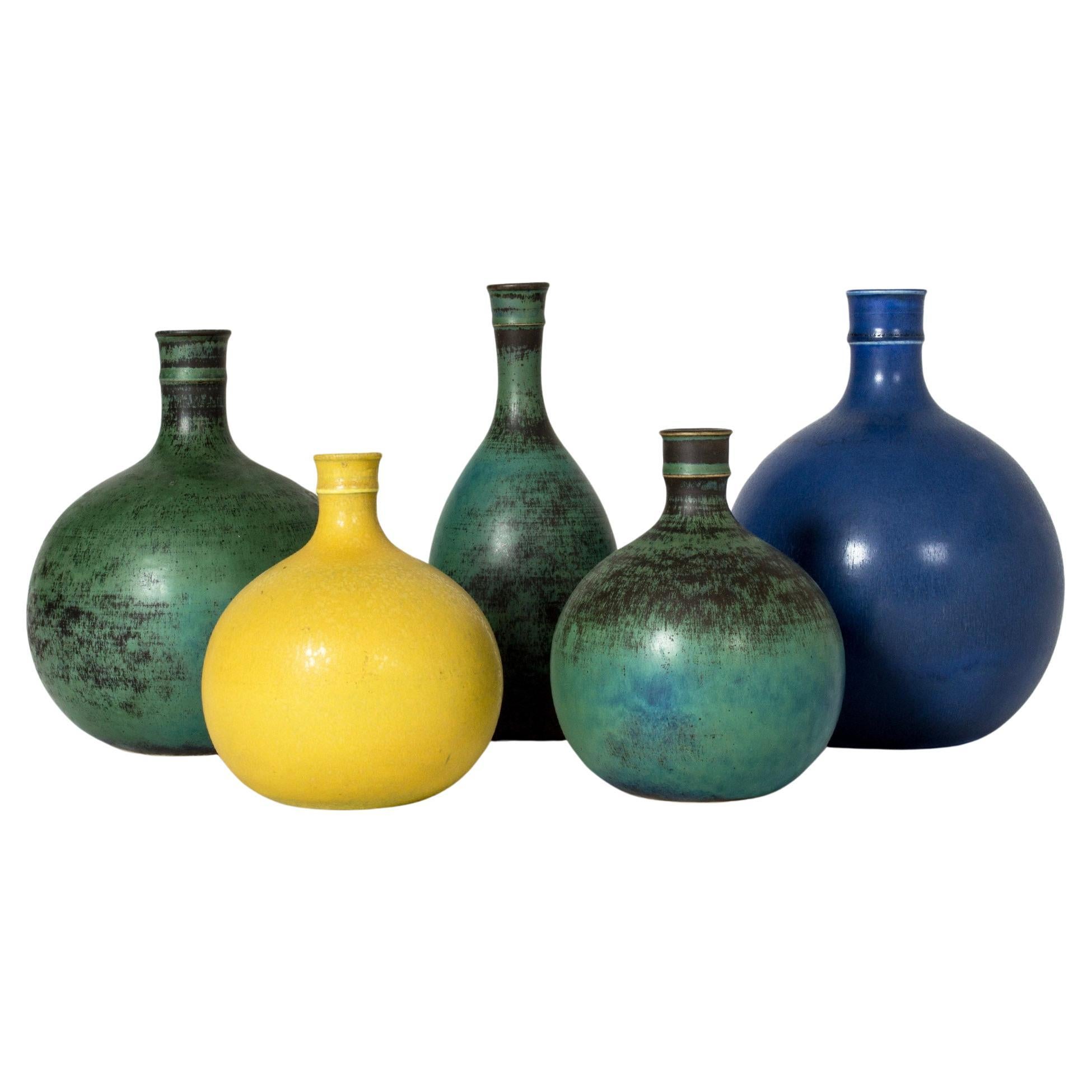 Midcentury Stoneware Vases by Stig Lindberg, Gustavsberg, Sweden, 1960s For Sale