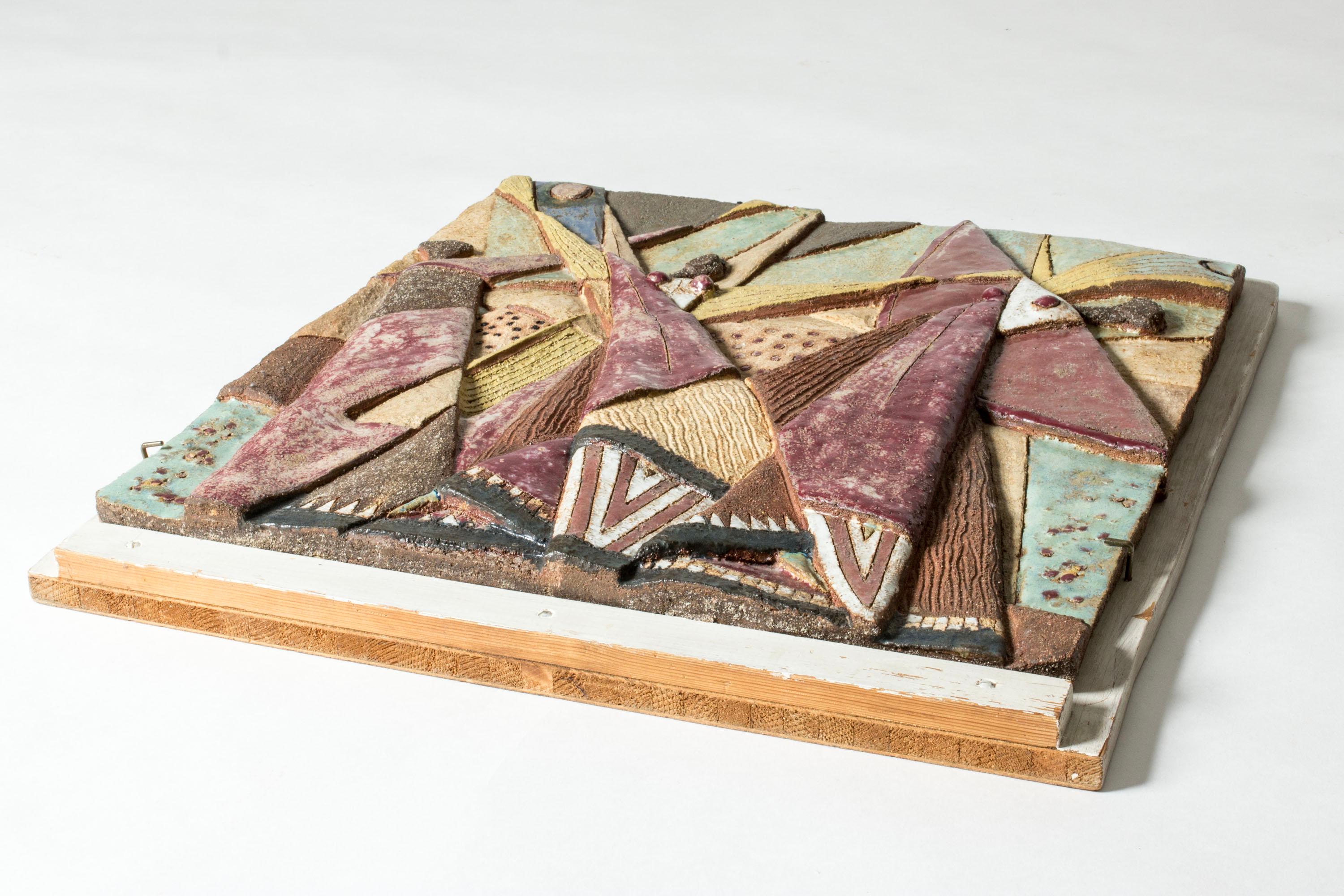 Scandinavian Modern Midcentury Stoneware Wall Piece by Tyra Lundgren, Gustavsberg, 1940s For Sale