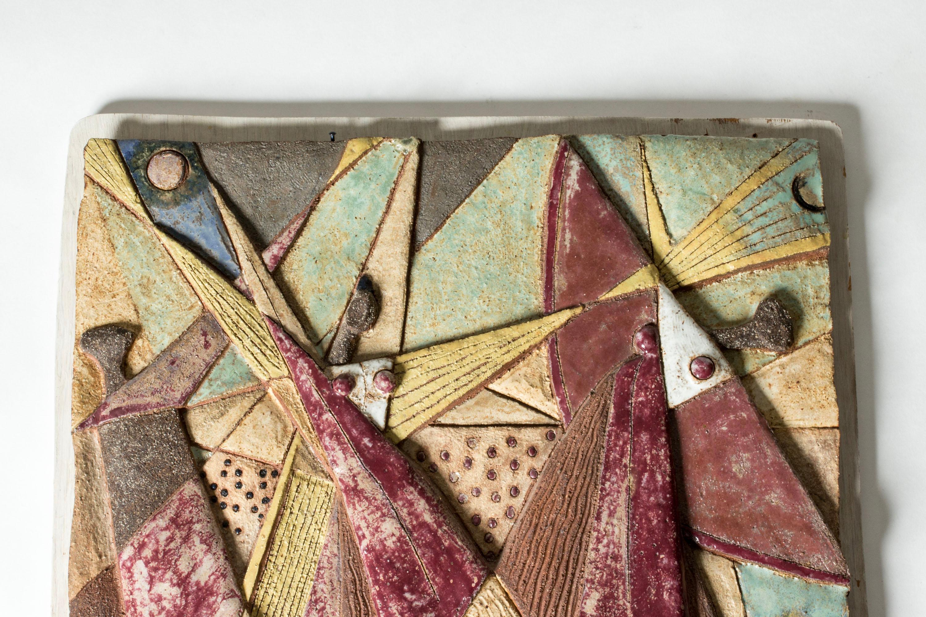 Swedish Midcentury Stoneware Wall Piece by Tyra Lundgren, Gustavsberg, 1940s For Sale