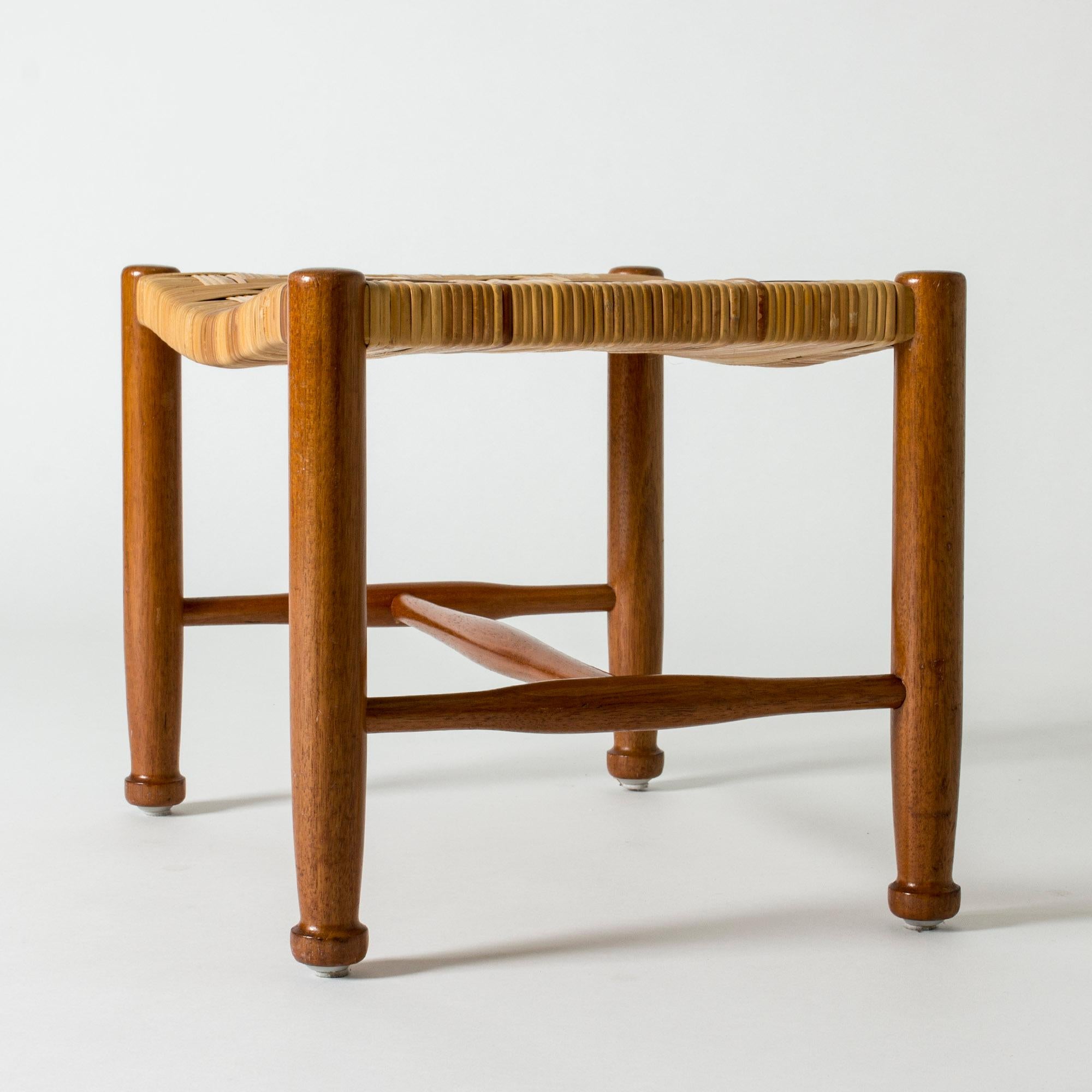 Rattan Midcentury stool by Josef Frank, Svenskt Tenn, Sweden, 1950s