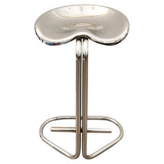 Midcentury Stool Chromed Metal by Rodney Kinsman for Bieffeplast Italy 1970s