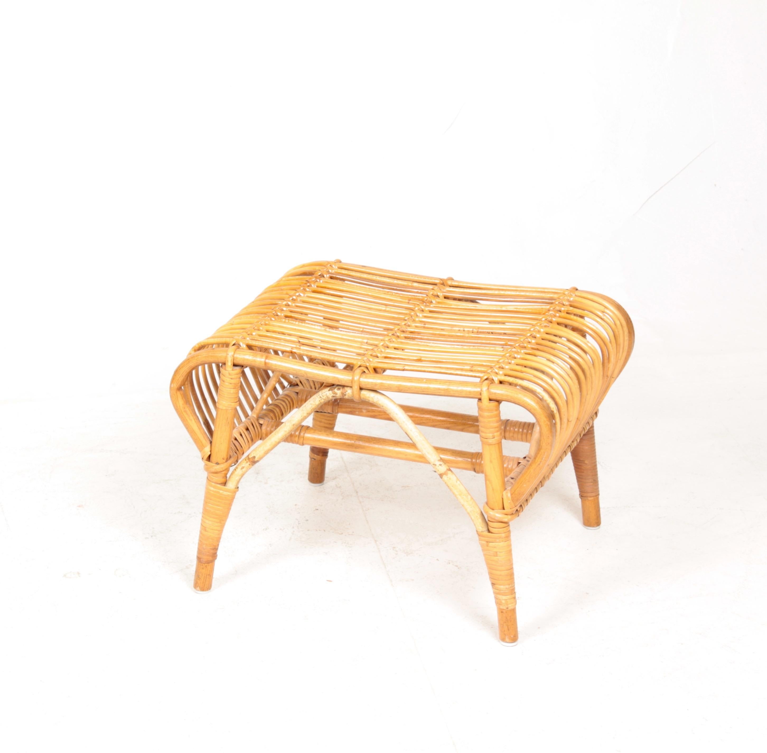 Scandinavian Modern Mid-Century Stool in Bamboo by Wengler, Made in Denmark, 1950s