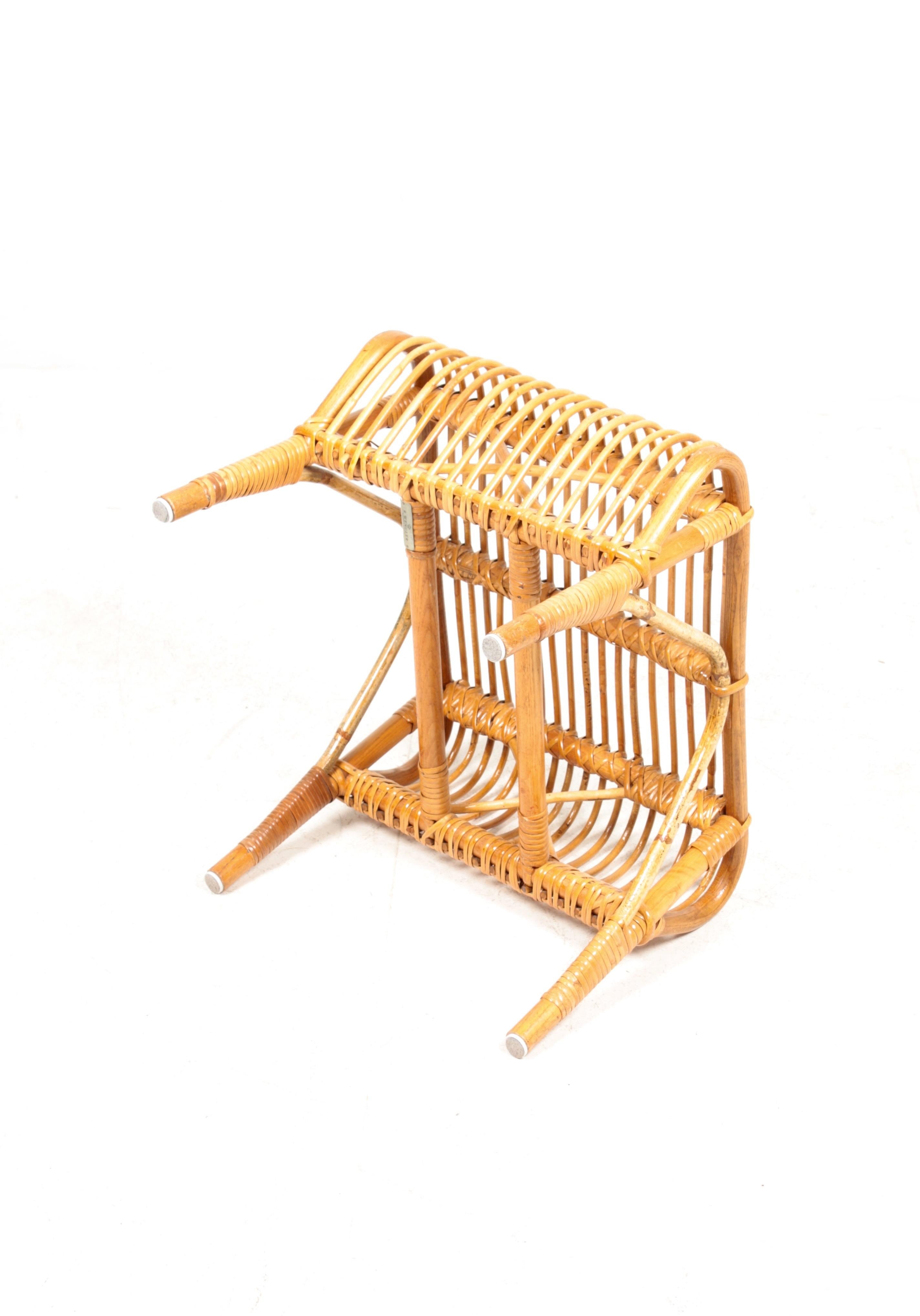 Mid-Century Stool in Bamboo by Wengler, Made in Denmark, 1950s In Good Condition In Lejre, DK