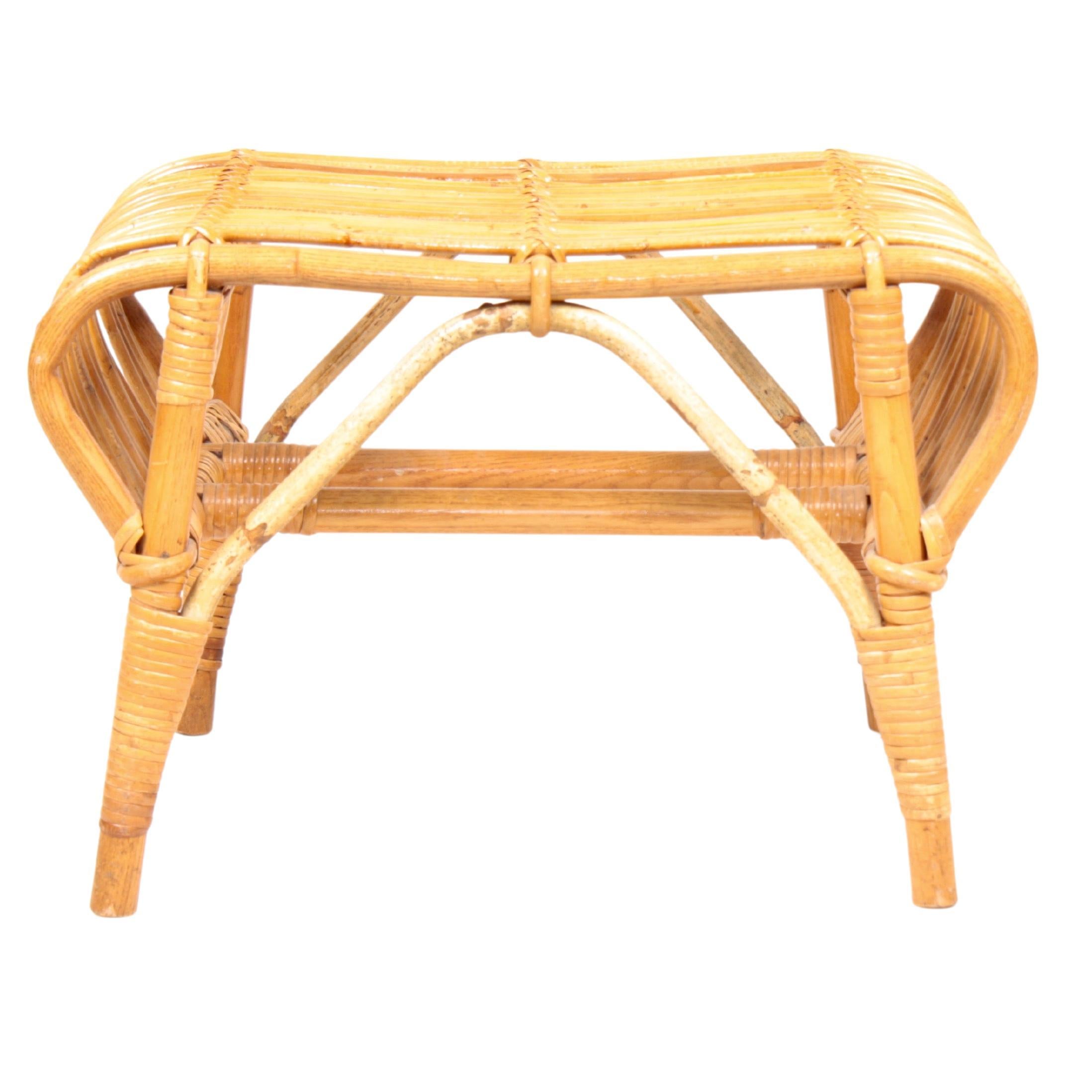 Mid-Century Stool in Bamboo by Wengler, Made in Denmark, 1950s