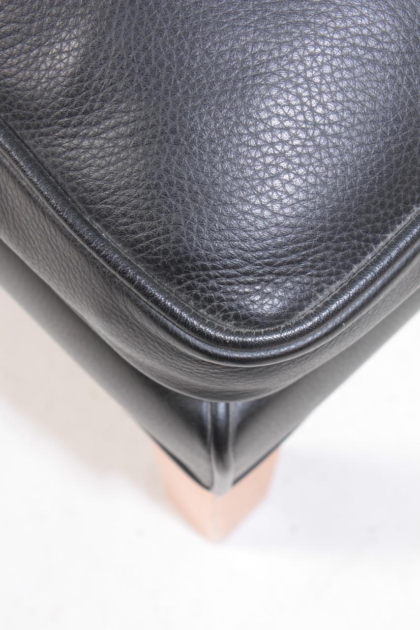 Danish Midcentury Stool in Leather Designed by Børge Mogensen