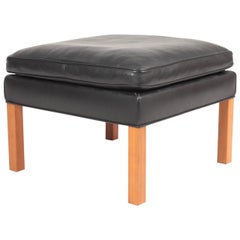 Midcentury Stool in Leather Designed by Børge Mogensen