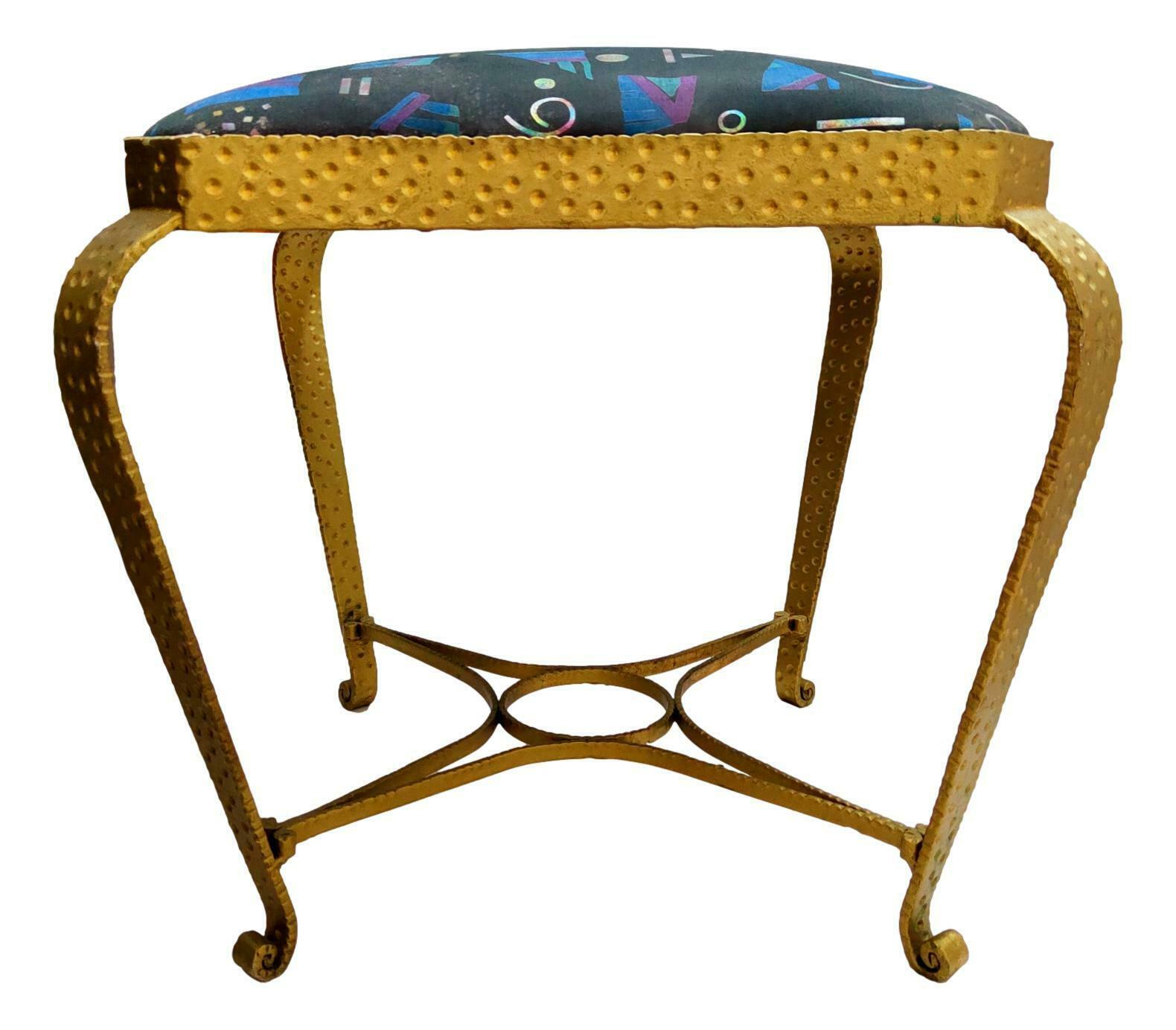 Mid-Century Stool in Metal and Fabric Design Pier Luigi Colli, 1950s In Good Condition For Sale In taranto, IT