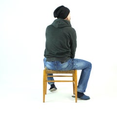 Mid-Century Stool in Oak Wood and Rope, Czechoslovakia, 1960s