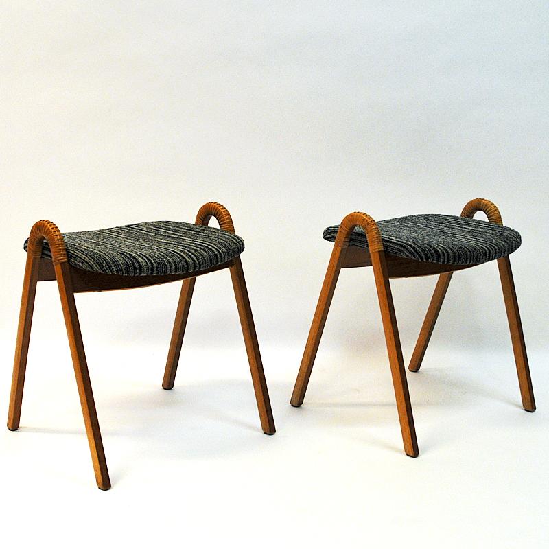 Fabric Midcentury stools by Møre Lenestolfabrikk 1950s, Norway - 2 pcs