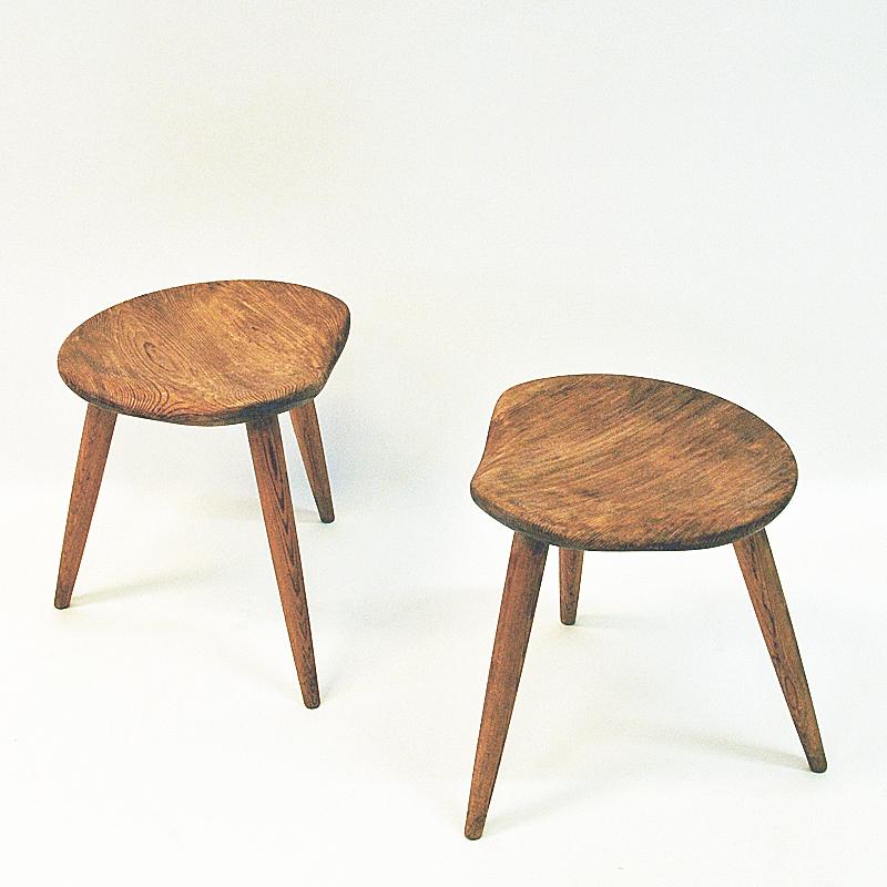 Norwegian Midcentury Stool Pair by Norsk Husflid 1940 and 1960s Norway