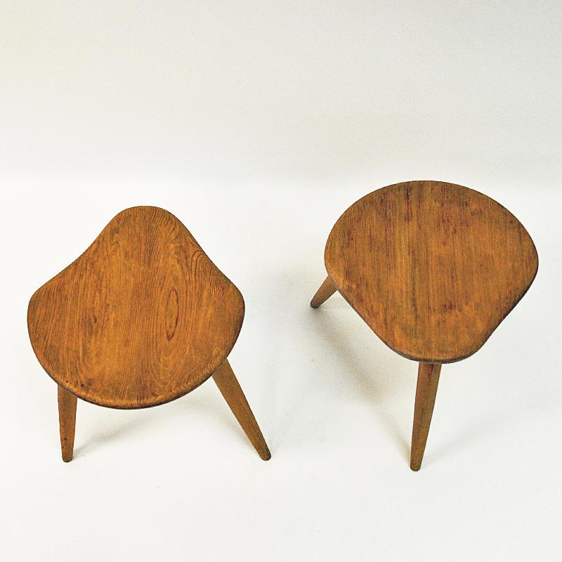Midcentury Stool Pair by Norsk Husflid 1940 and 1960s Norway In Good Condition In Stockholm, SE