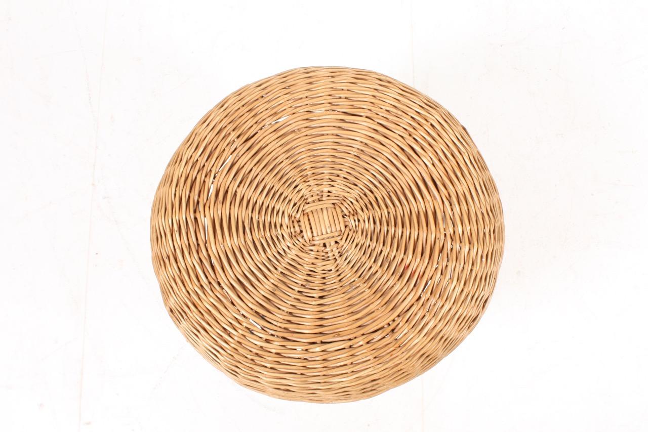Danish Midcentury Stool with Cane Seat, Made in Denmark