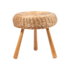 Midcentury Stool with Cane Seat, Made in Denmark
