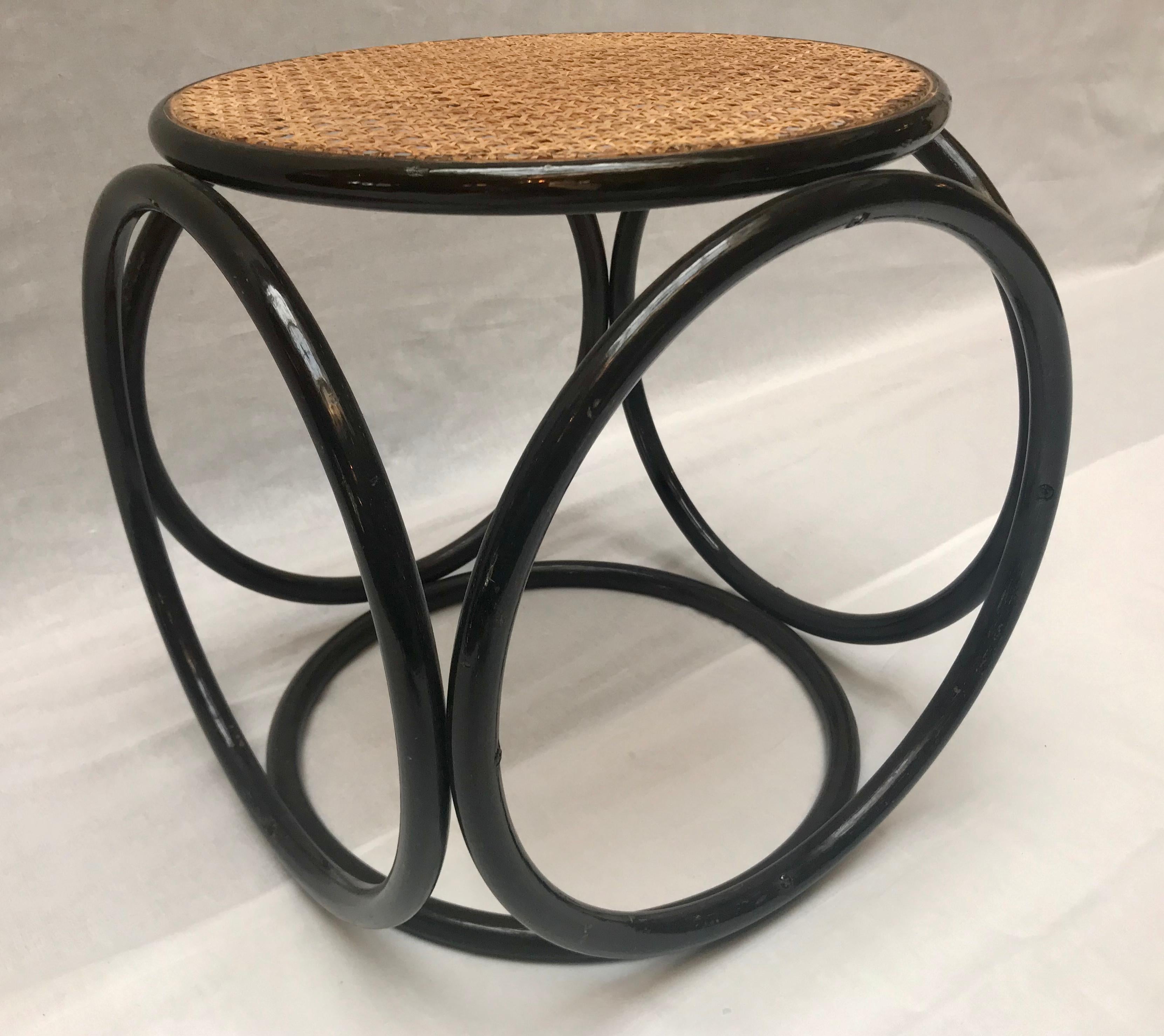 Late 20th Century Midcentury Stool with Cane Seat, Michael Thonet For Sale