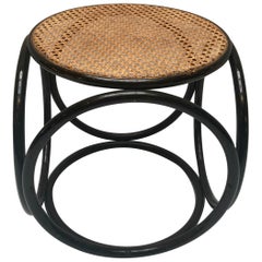 Midcentury Stool with Cane Seat, Michael Thonet