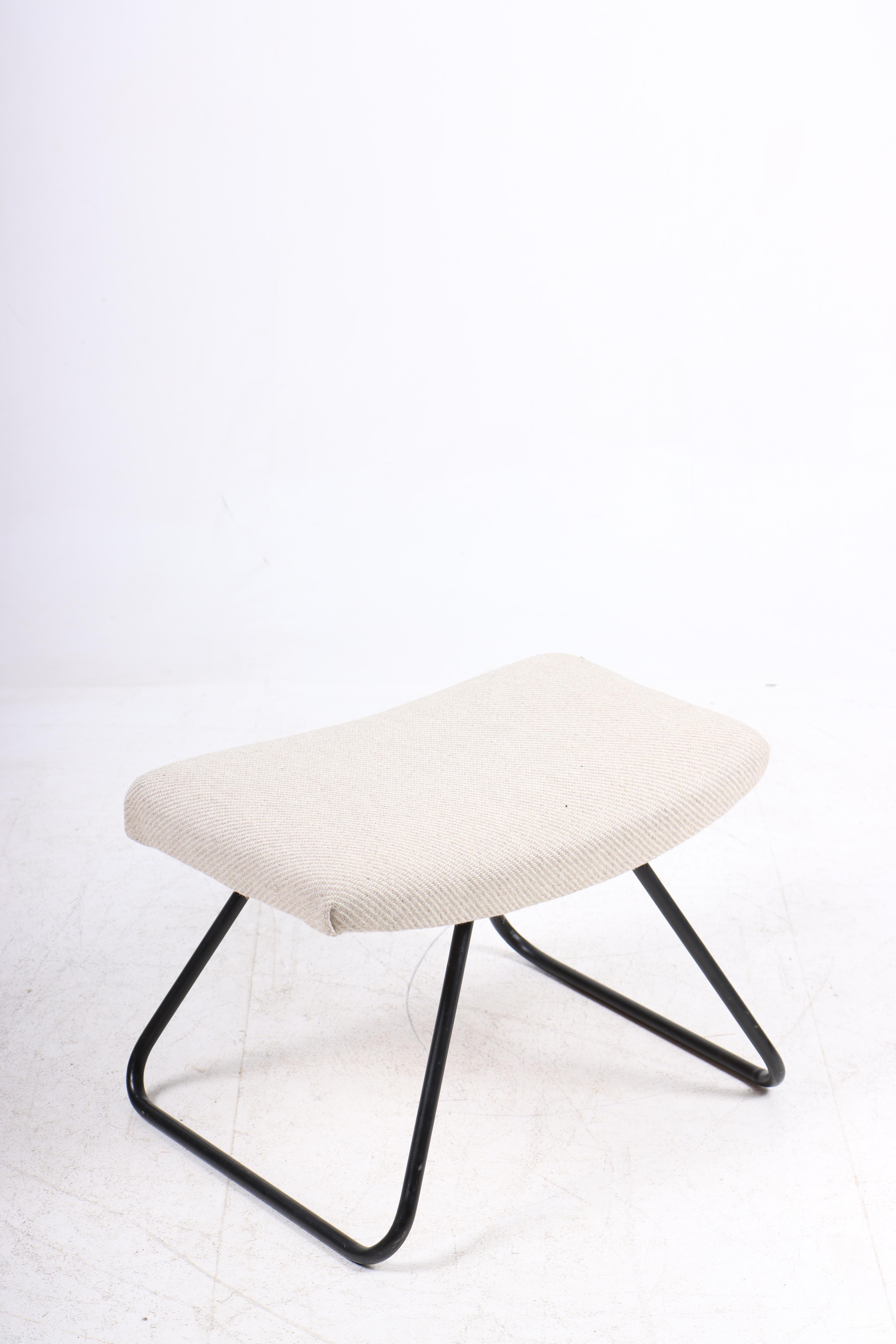 Scandinavian Modern Midcentury Stool with Fabric, Made in Denmark 1960s For Sale