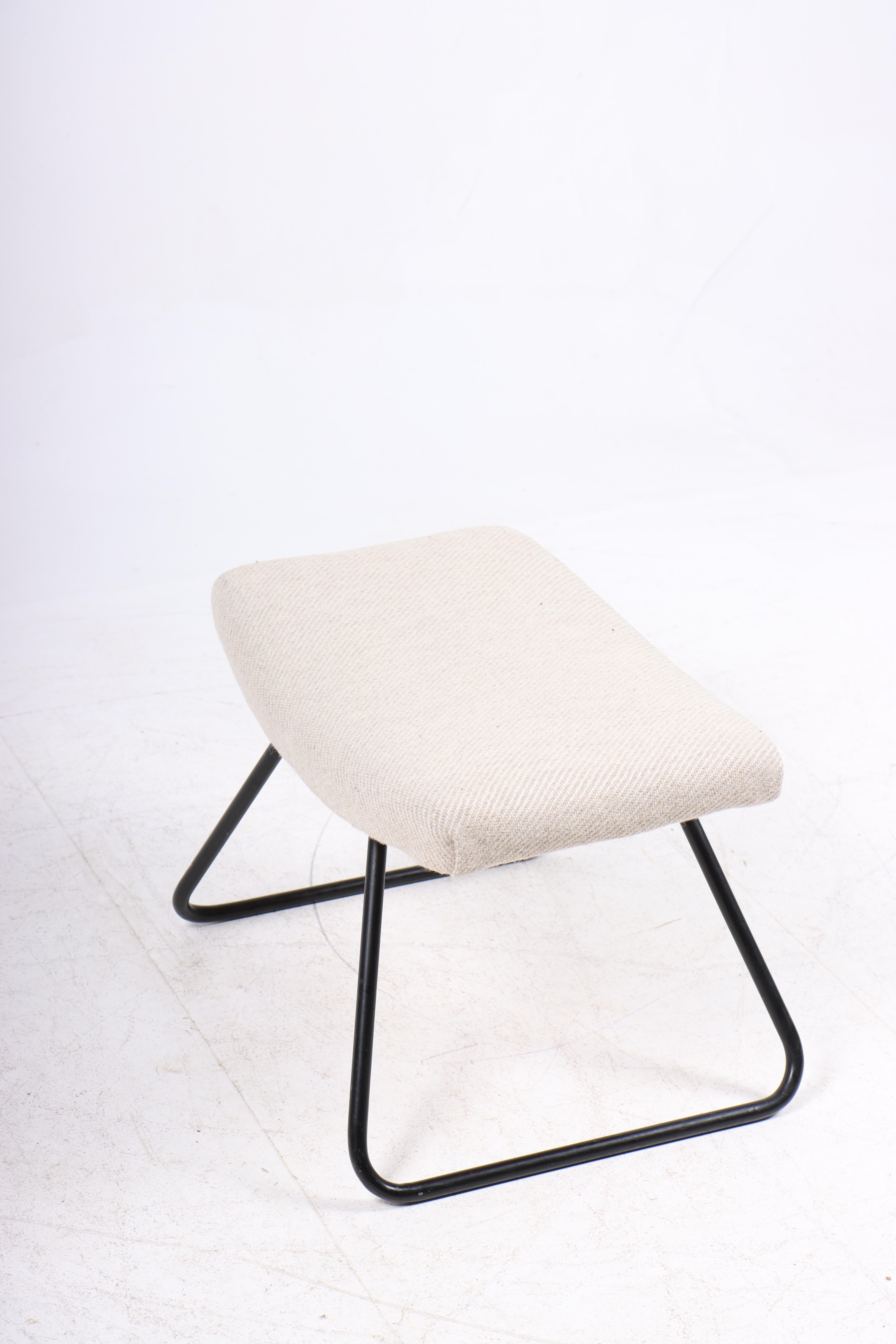 Midcentury Stool with Fabric, Made in Denmark 1960s In Good Condition For Sale In Lejre, DK