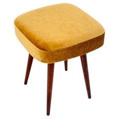 Midcentury Stool, Yellow Footrest, Poland, 1960s